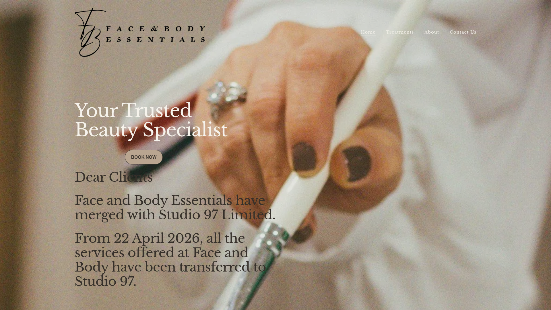 Website snapshot for Face & Body Essentials