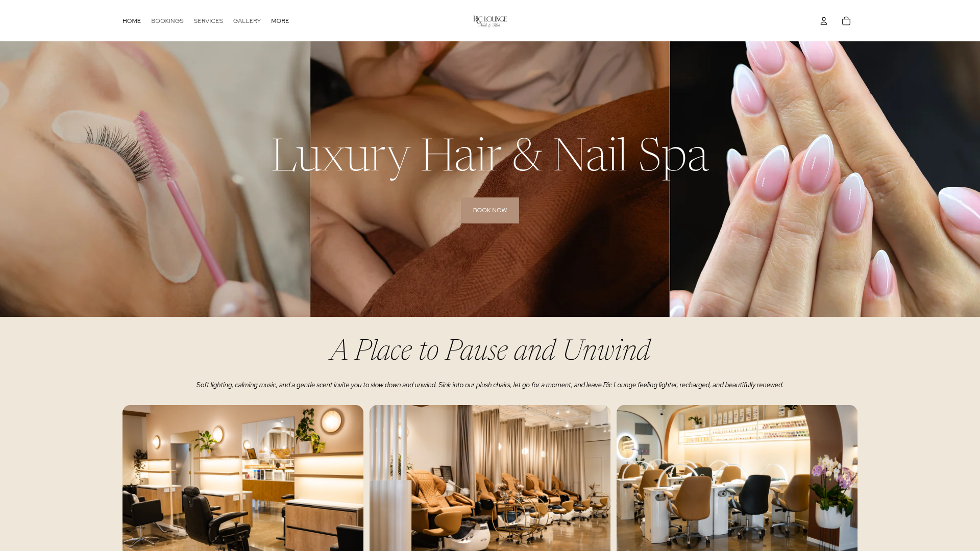Website snapshot for Ric Lounge Nails & Hair