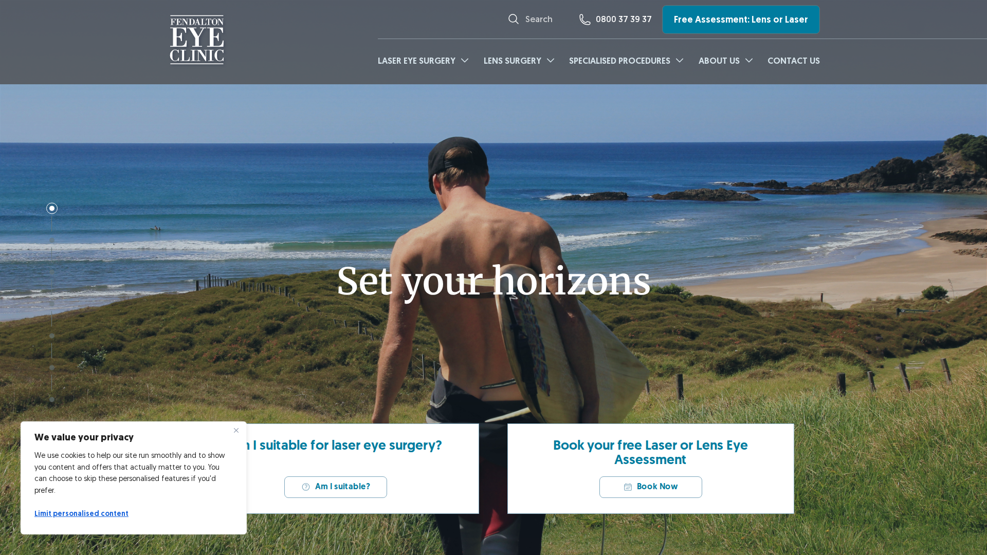 Website snapshot for Fendalton Eye Clinic