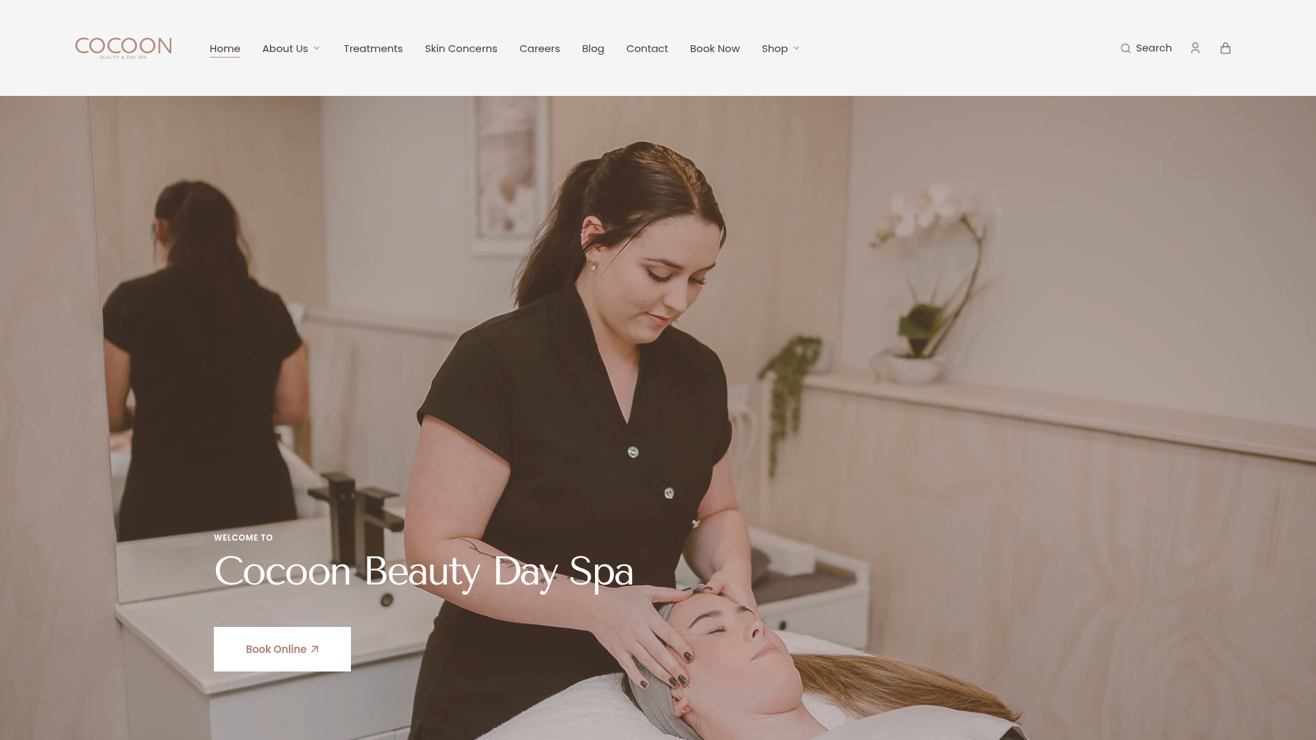 Website snapshot for Cocoon Beauty & Day Spa