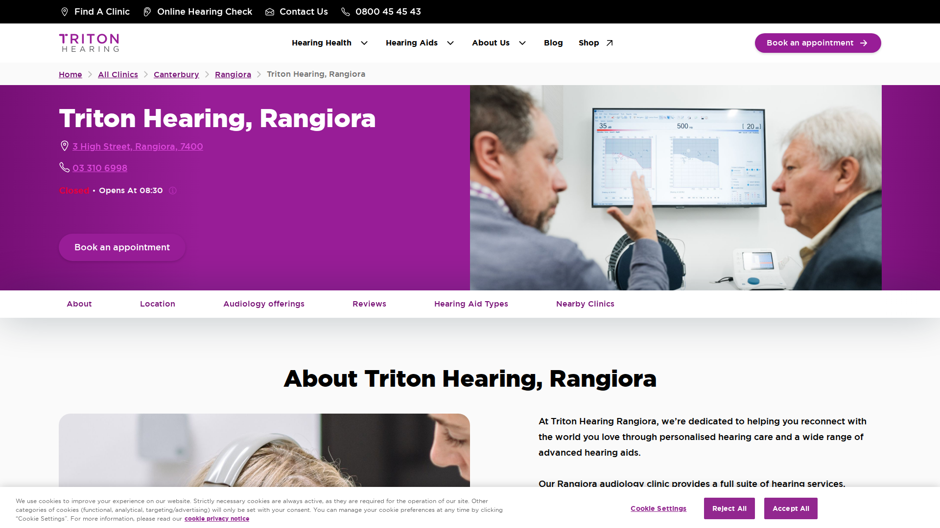 Website snapshot for Triton Hearing, Rangiora