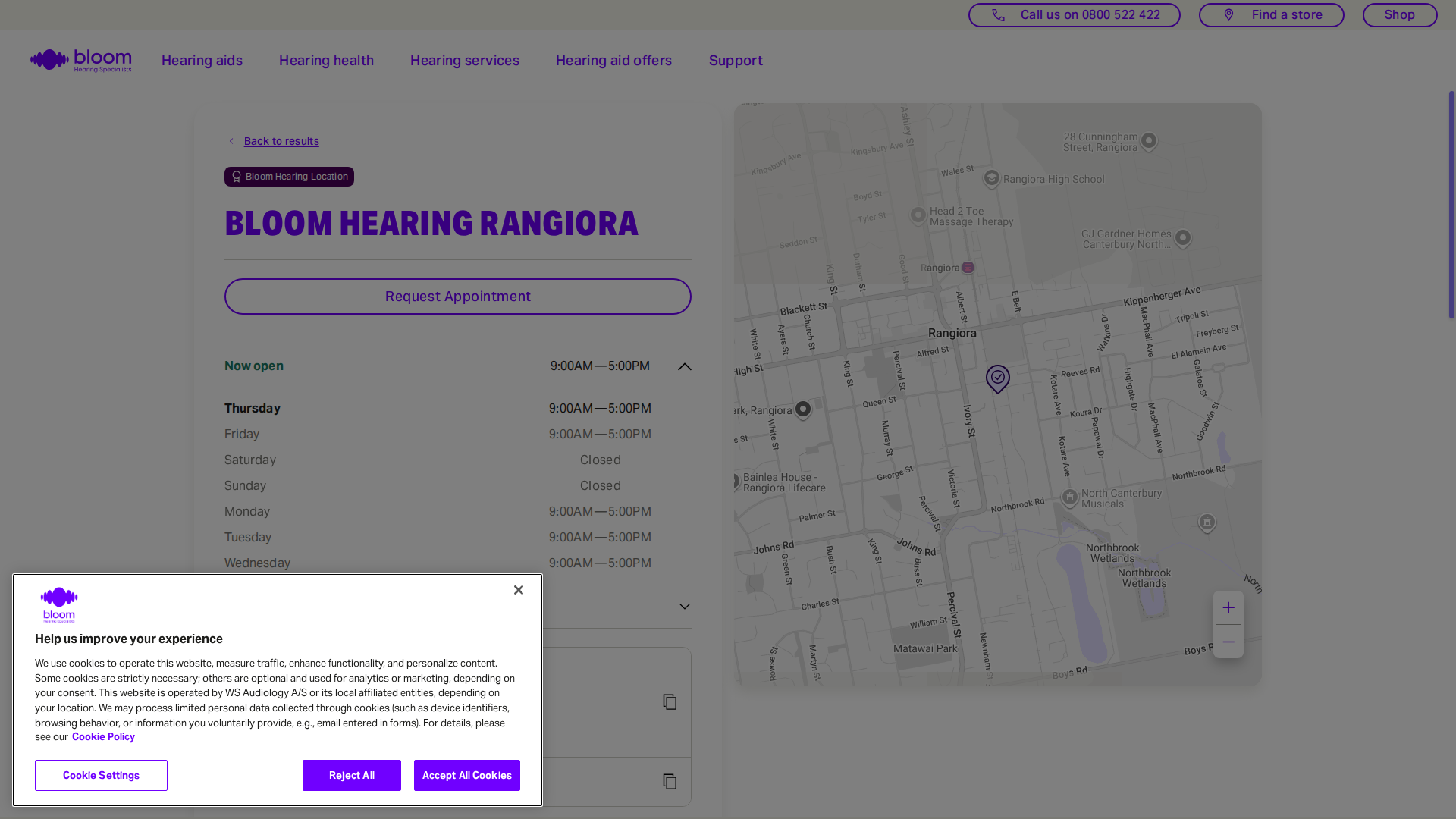 Website snapshot for Bloom Hearing Specialists Rangiora