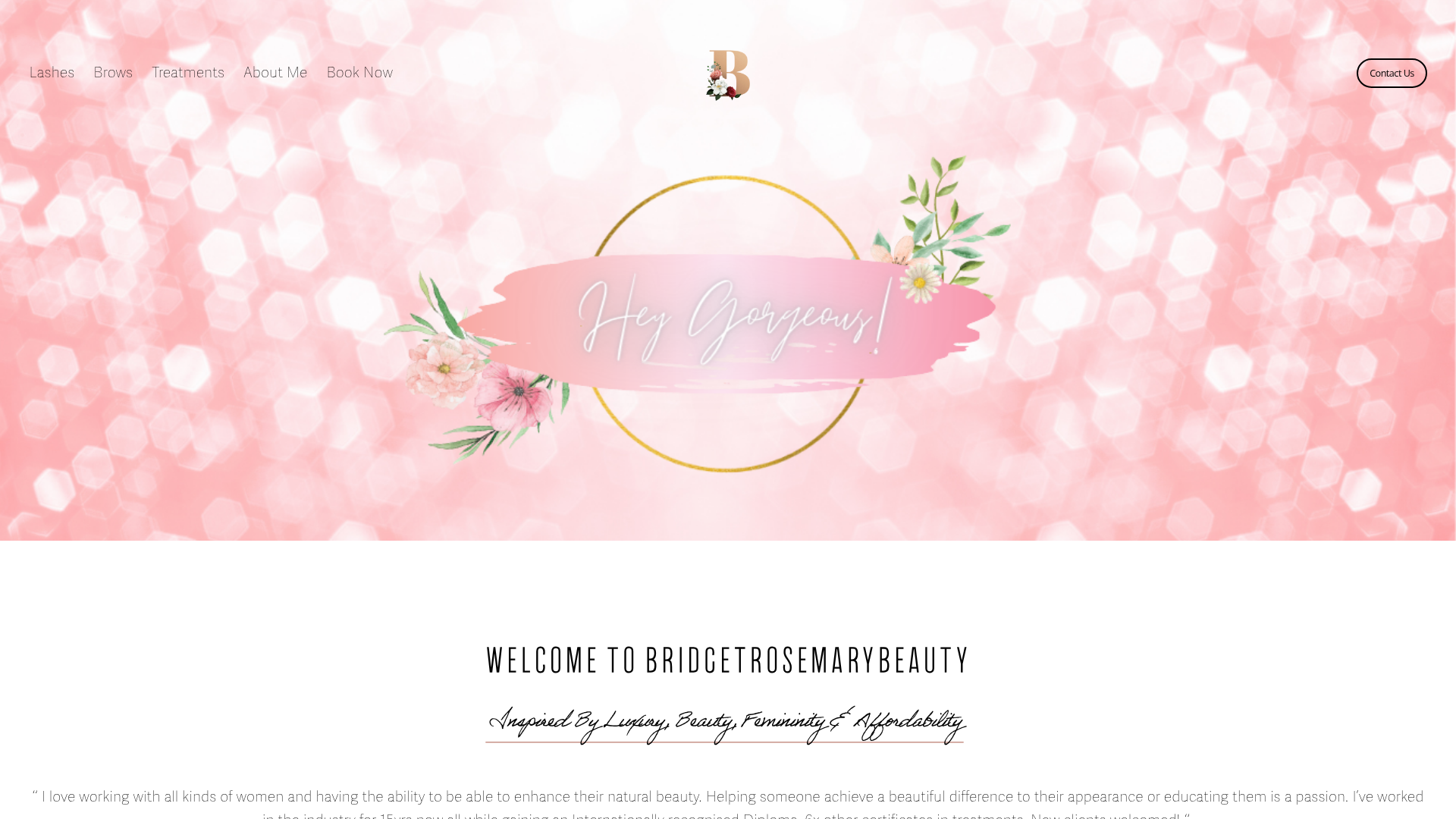 Website snapshot for BridgetRosemary Beauty