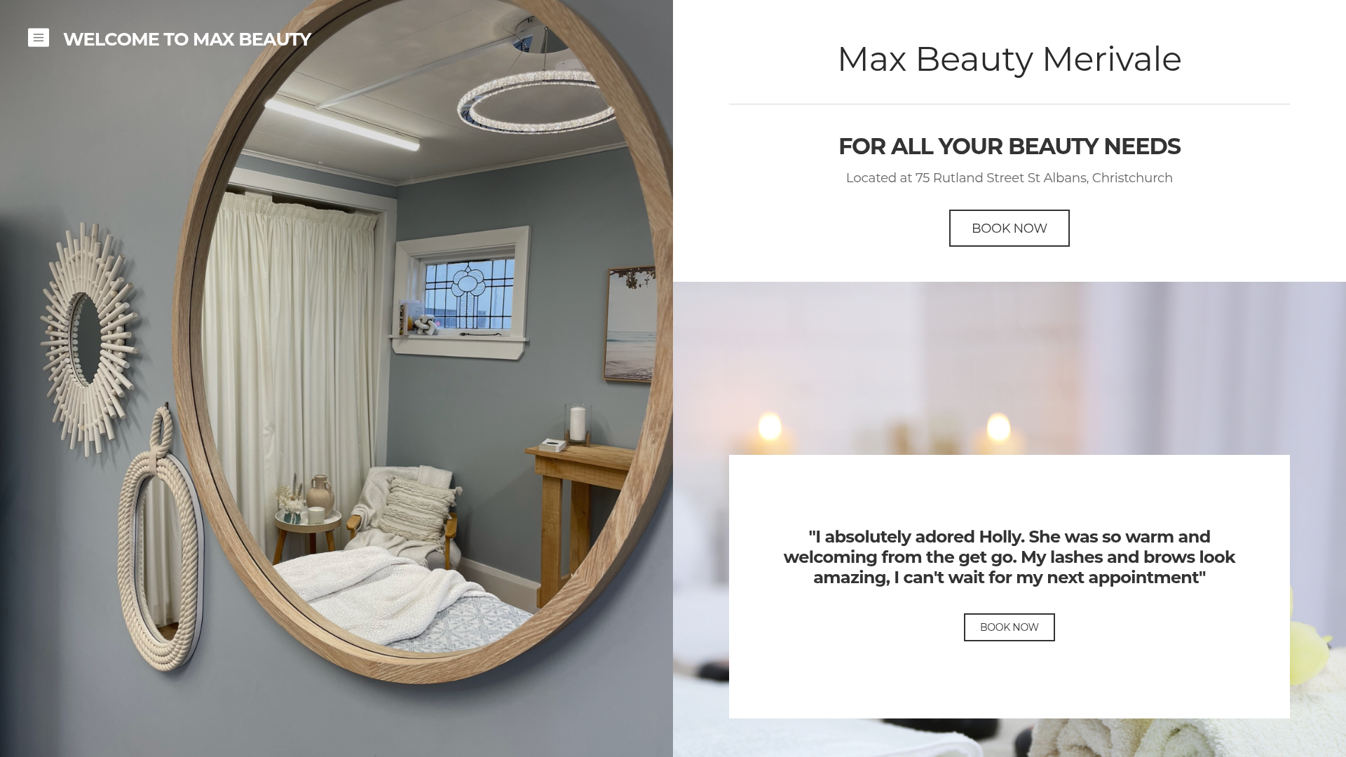 Website snapshot for Max Beauty Merivale