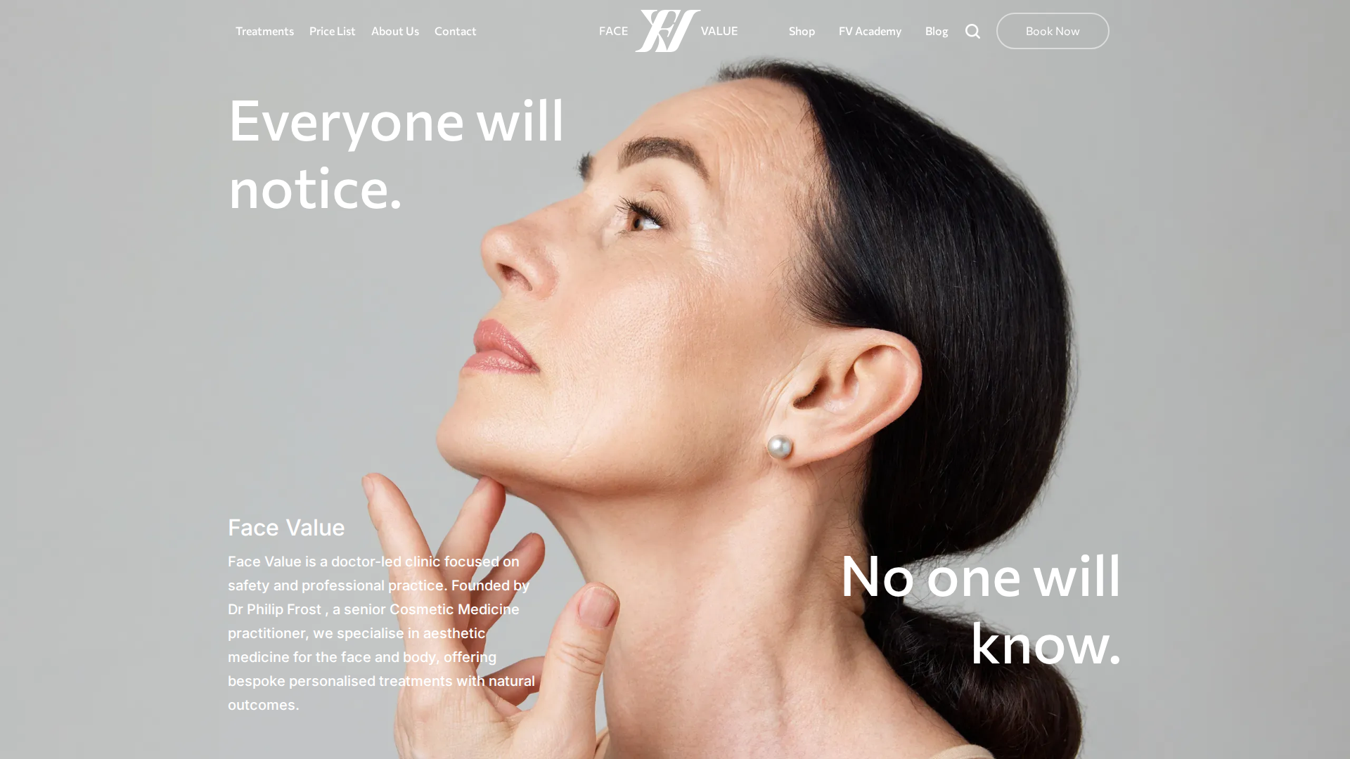 Website snapshot for Face Value Cosmetic & Appearance Medicine