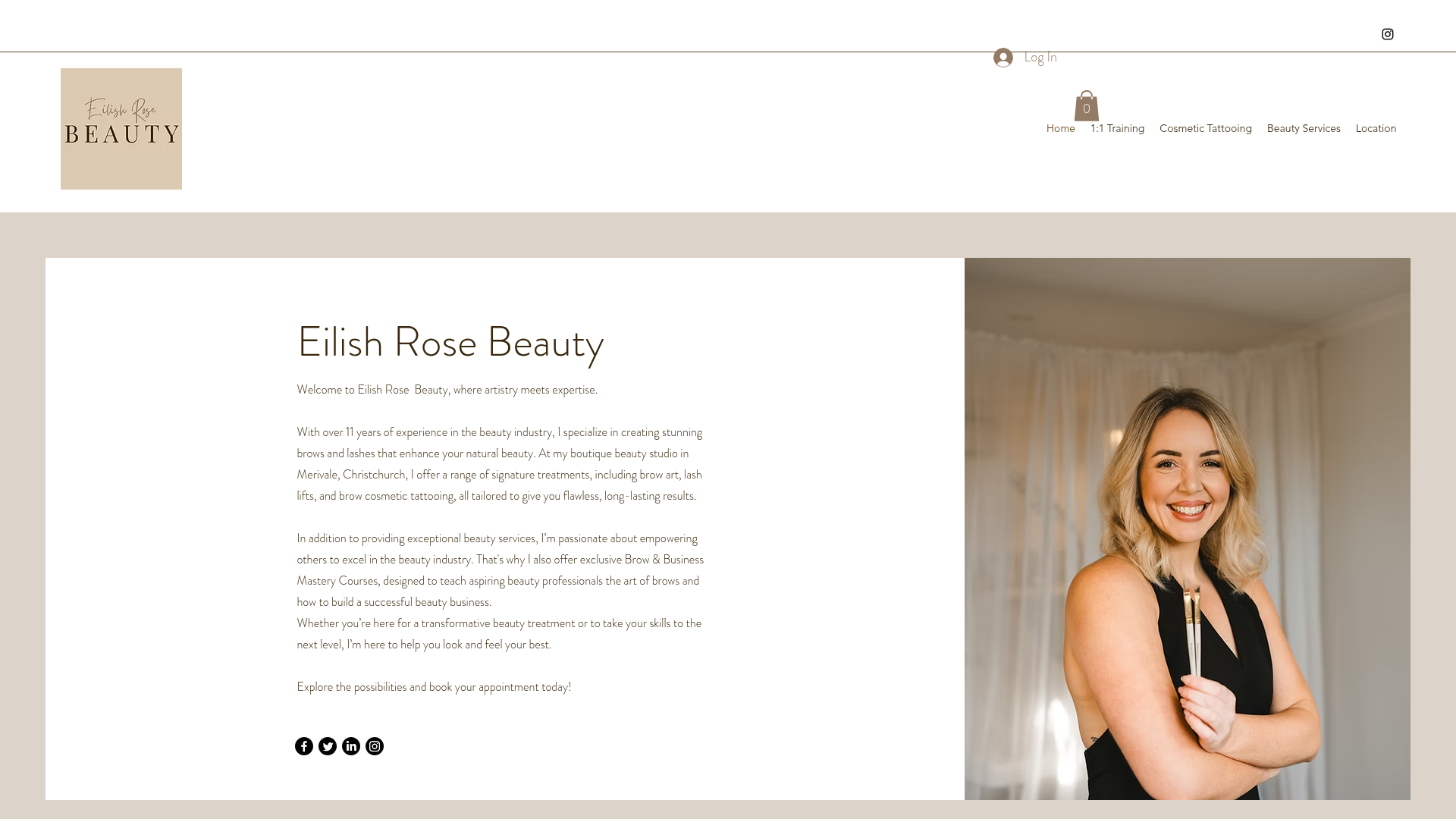 Website snapshot for Eilish Rose Beauty