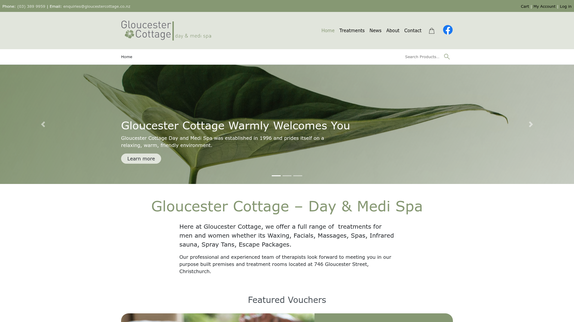 Website snapshot for Gloucester Cottage Day & Medi Spa