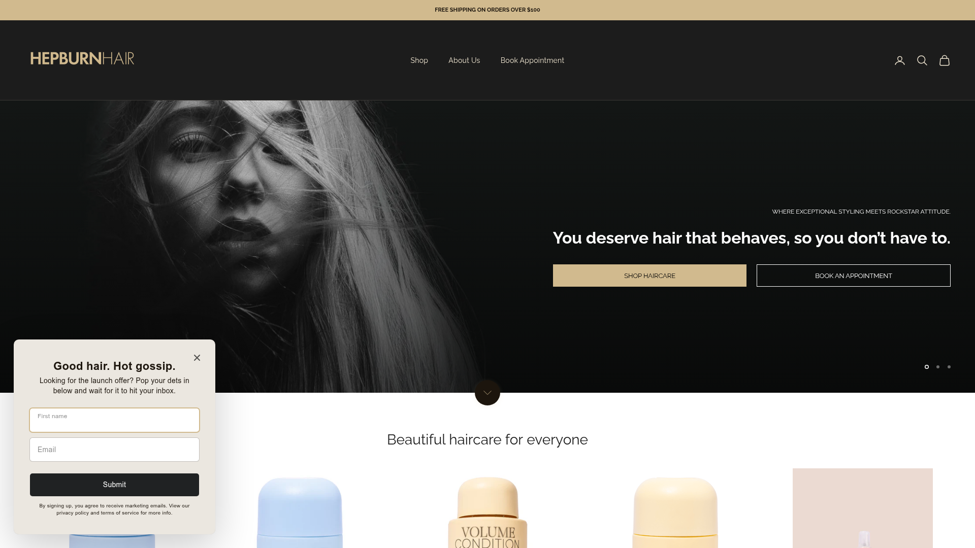 Website snapshot for Hepburn Hair