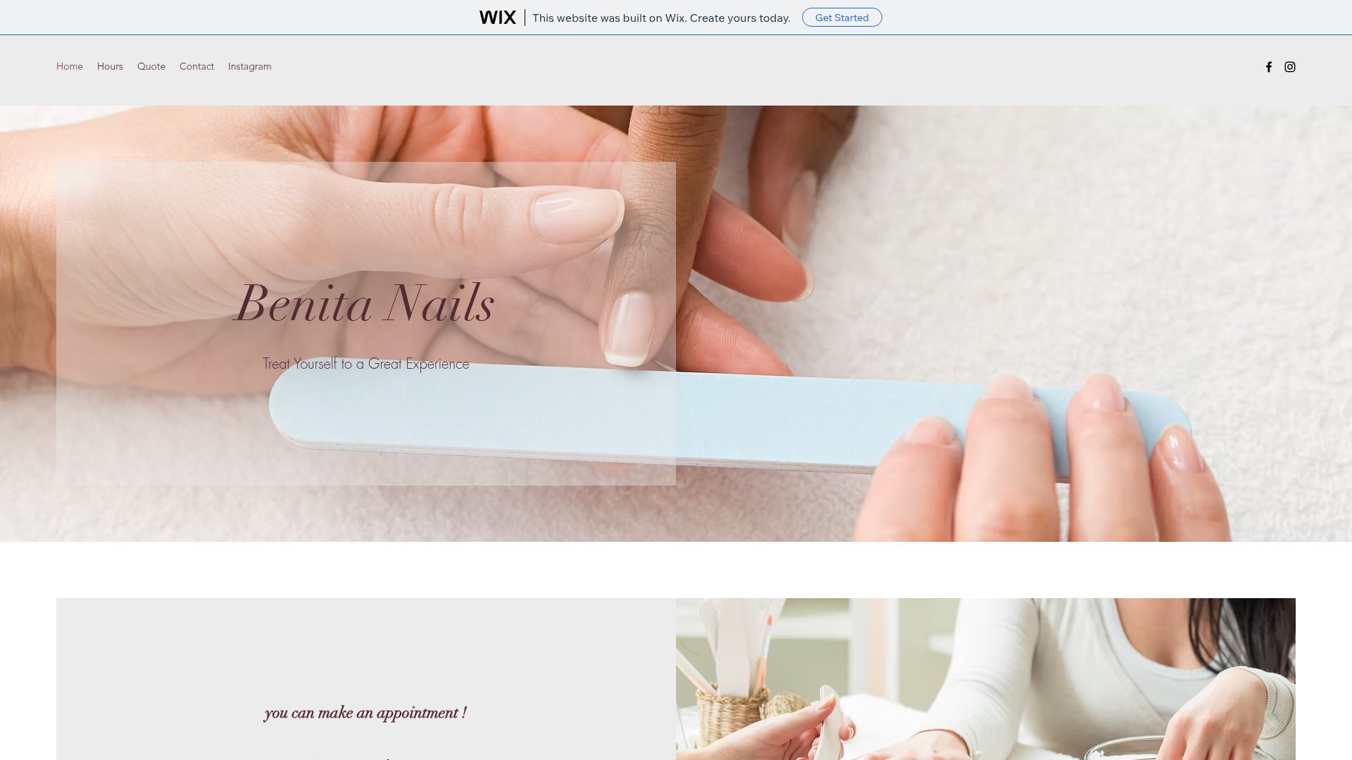 Website snapshot for Benita nails
