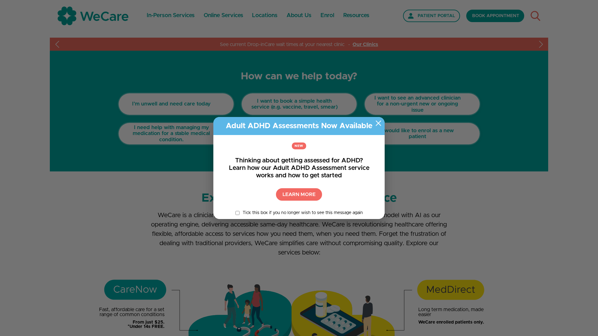 Website snapshot for WeCare Wigram