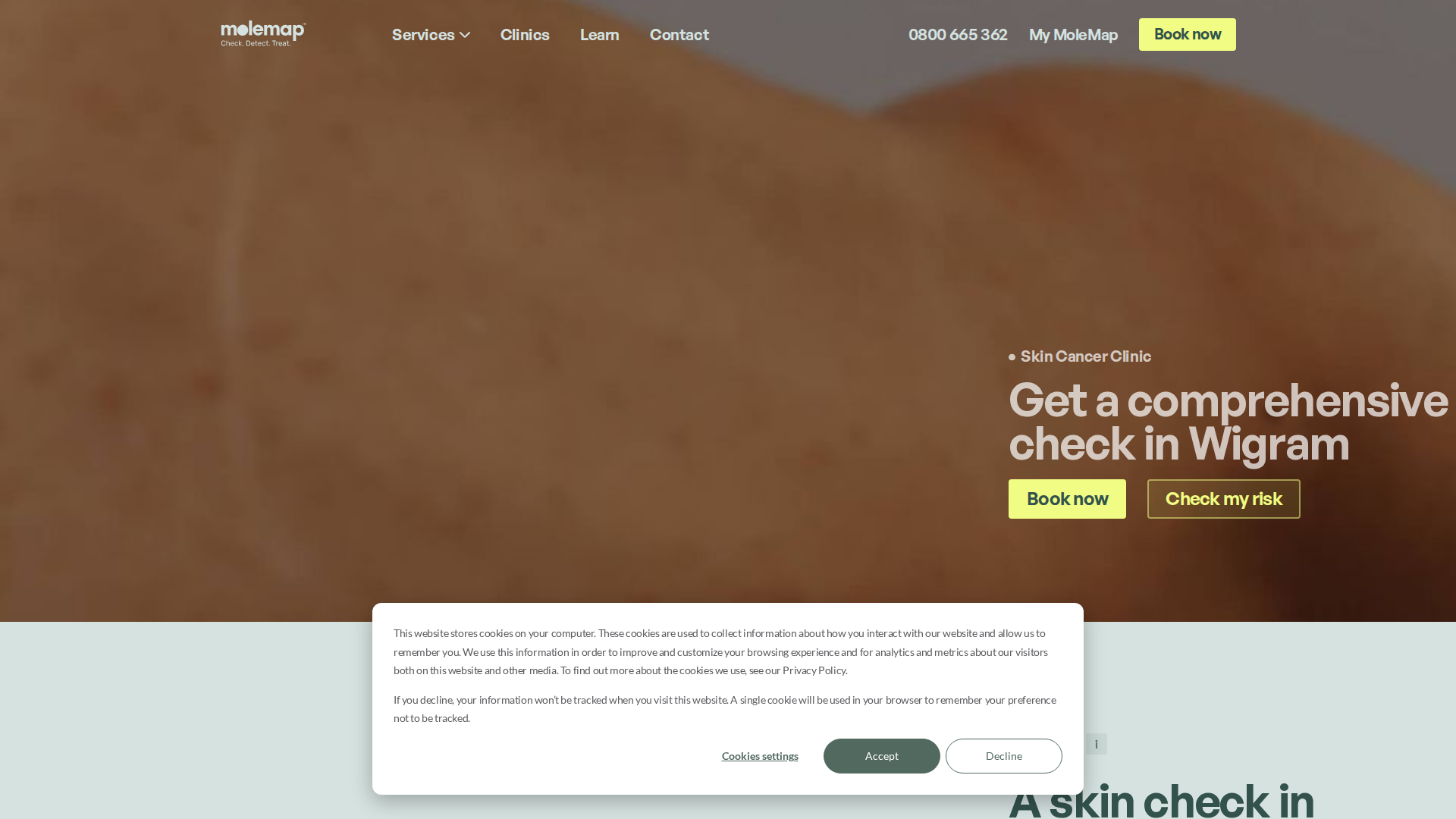 Website snapshot for MoleMap Wigram