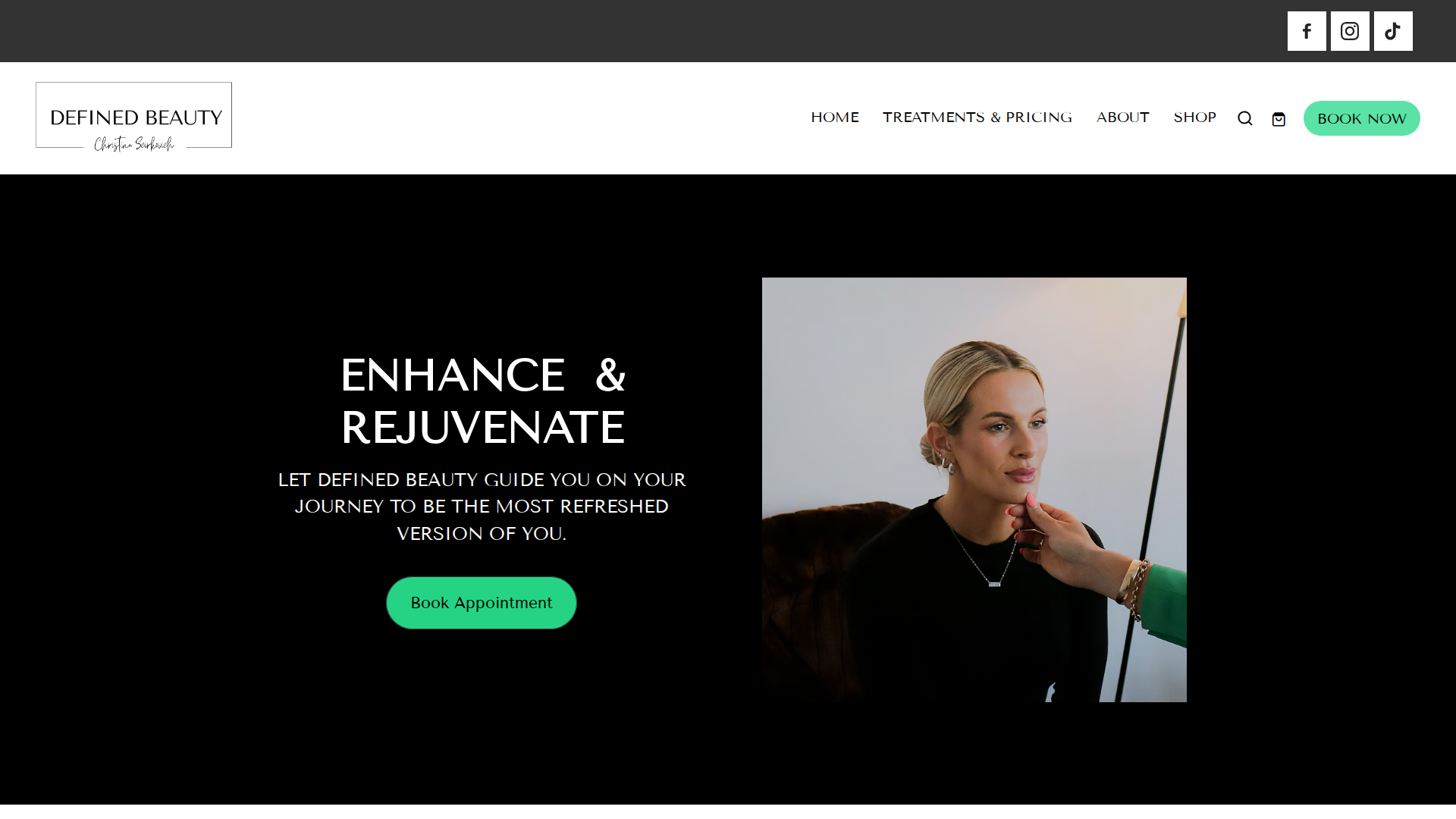 Website snapshot for Defined Beauty