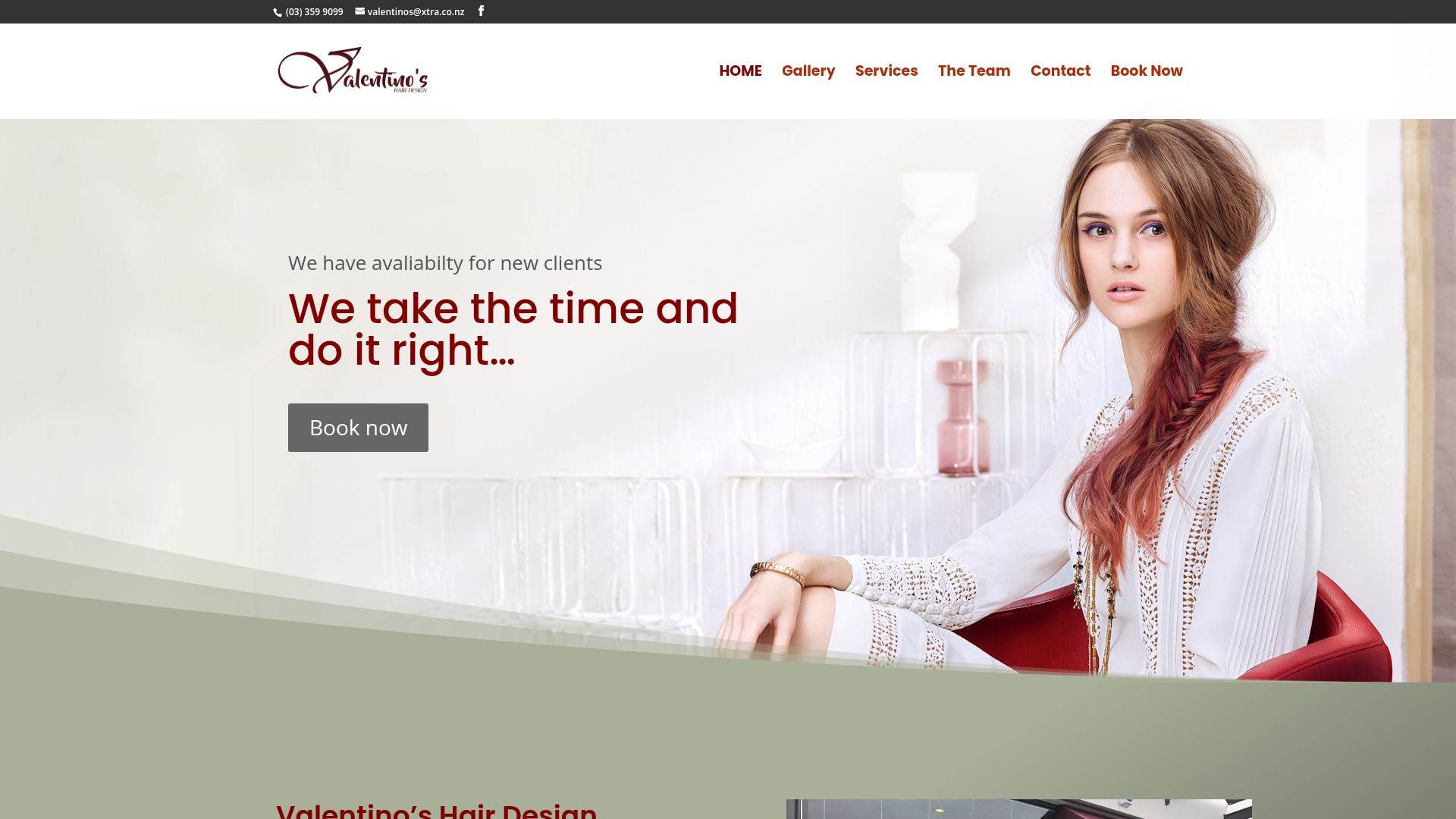 Website snapshot for Valentinos Hair Design