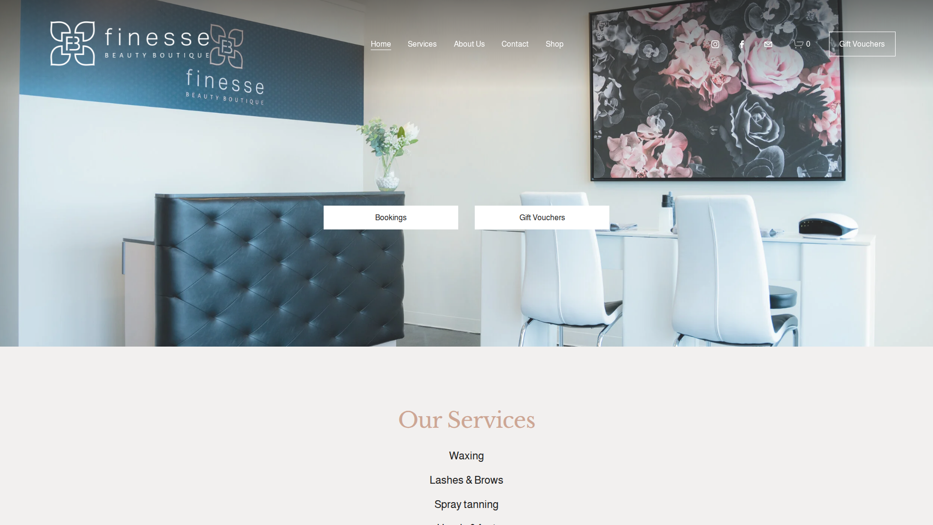 Website snapshot for Finesse Beauty Boutique
