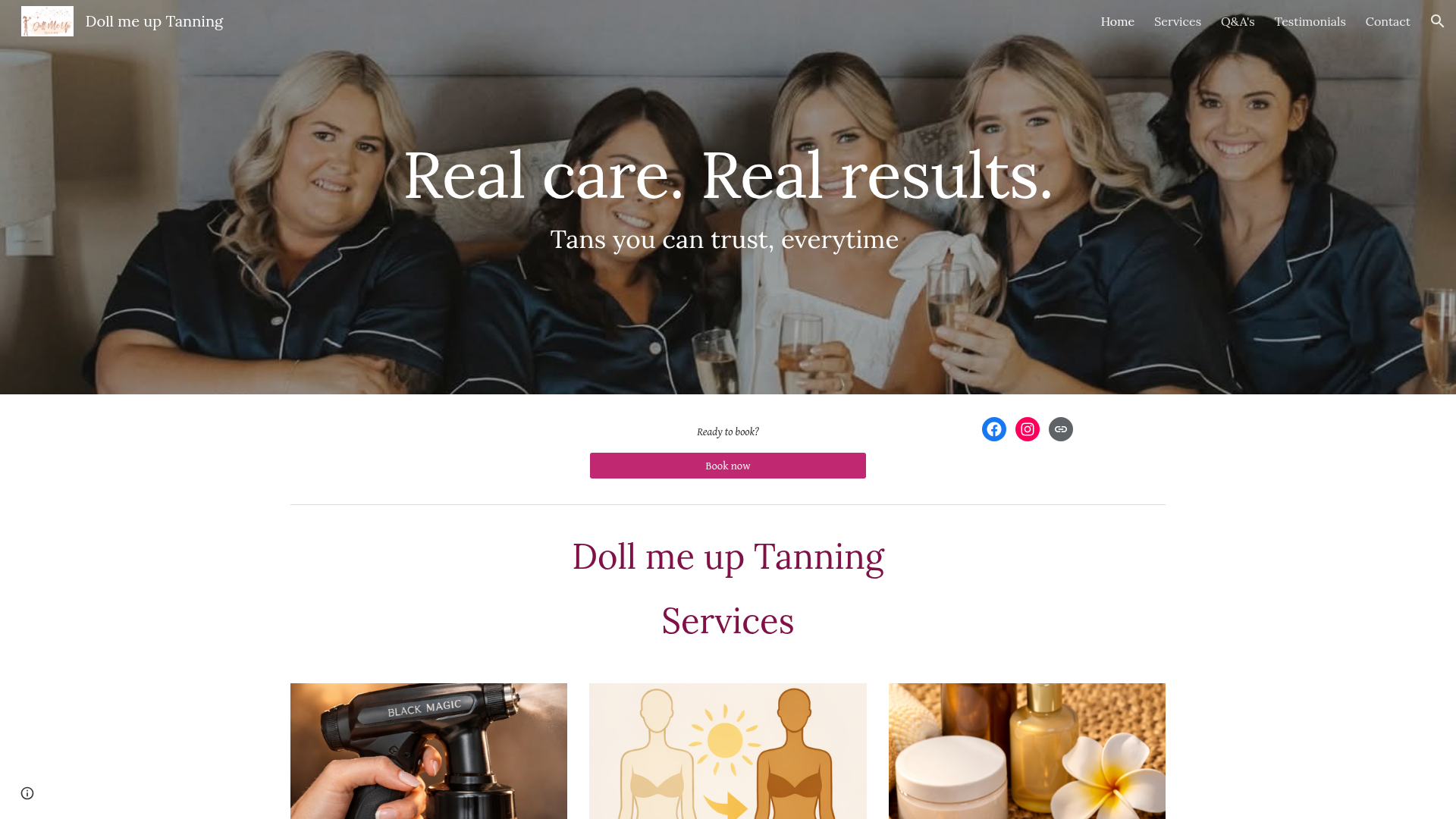 Website snapshot for Doll me up Tanning