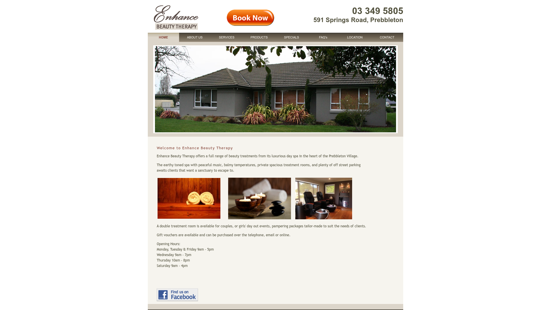 Website snapshot for Enhance Beauty Therapy