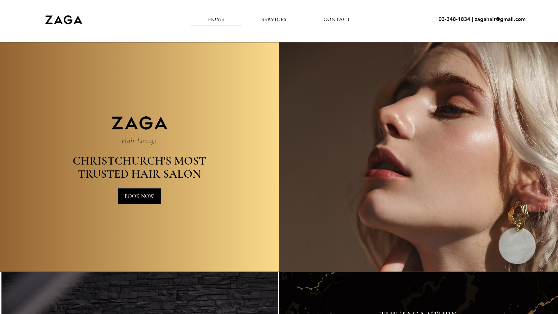 Website snapshot for Zaga Hair Lounge