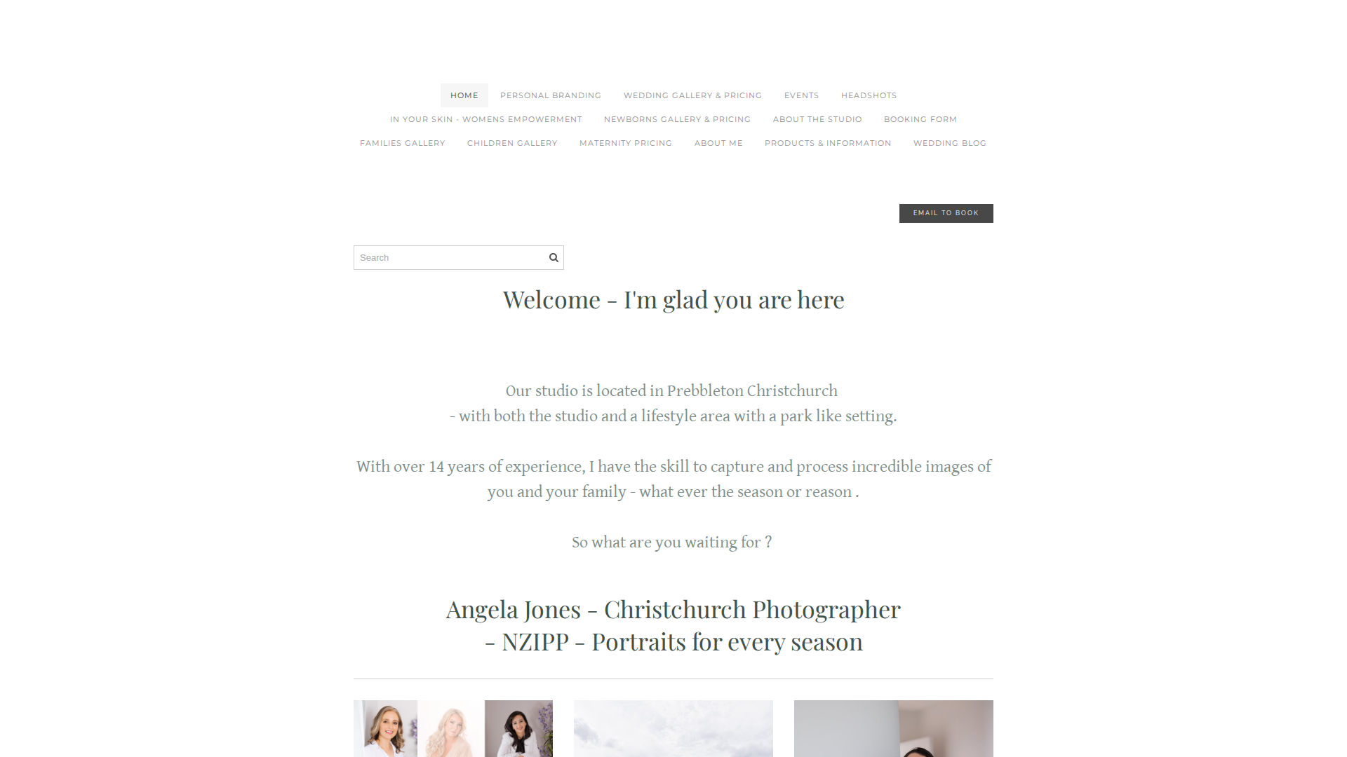 Website snapshot for Angela Jones Portraits Studio