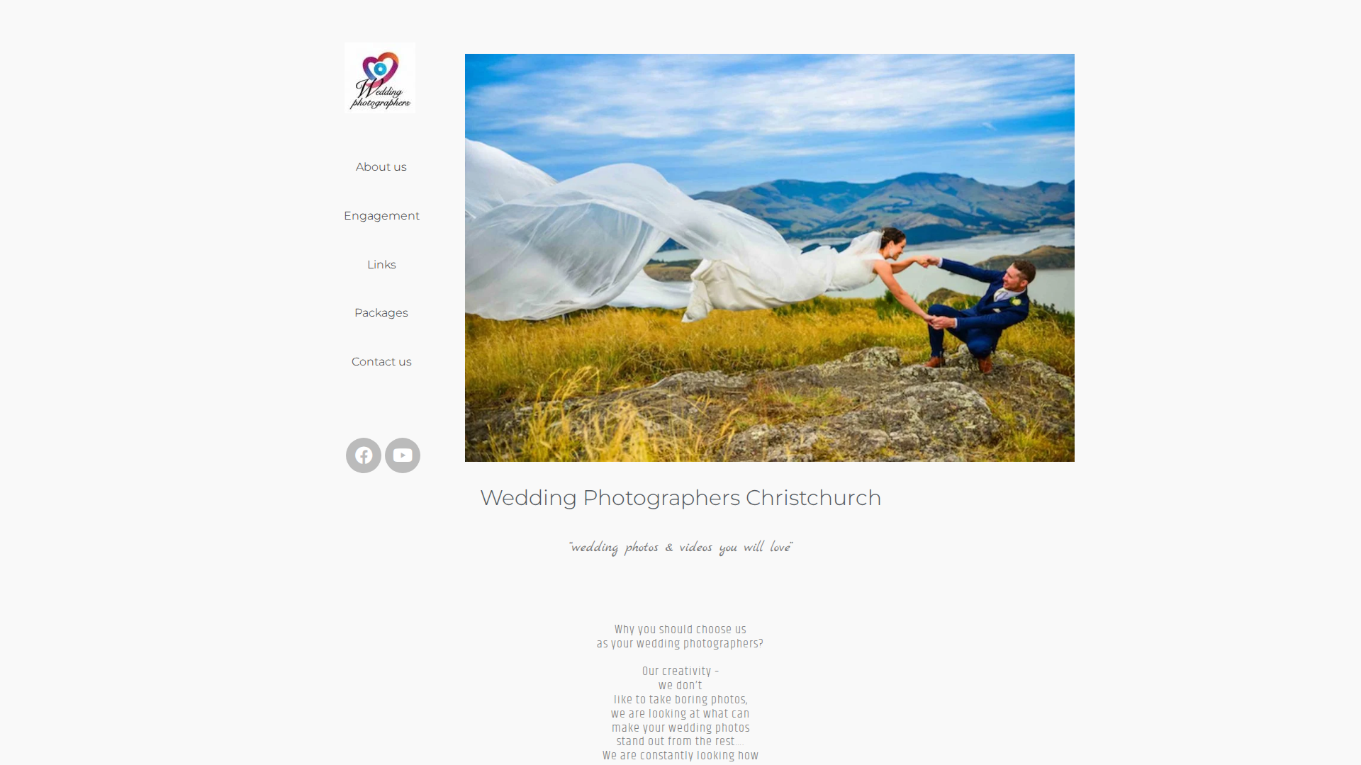 Website snapshot for Wedding Photographers Christchurch