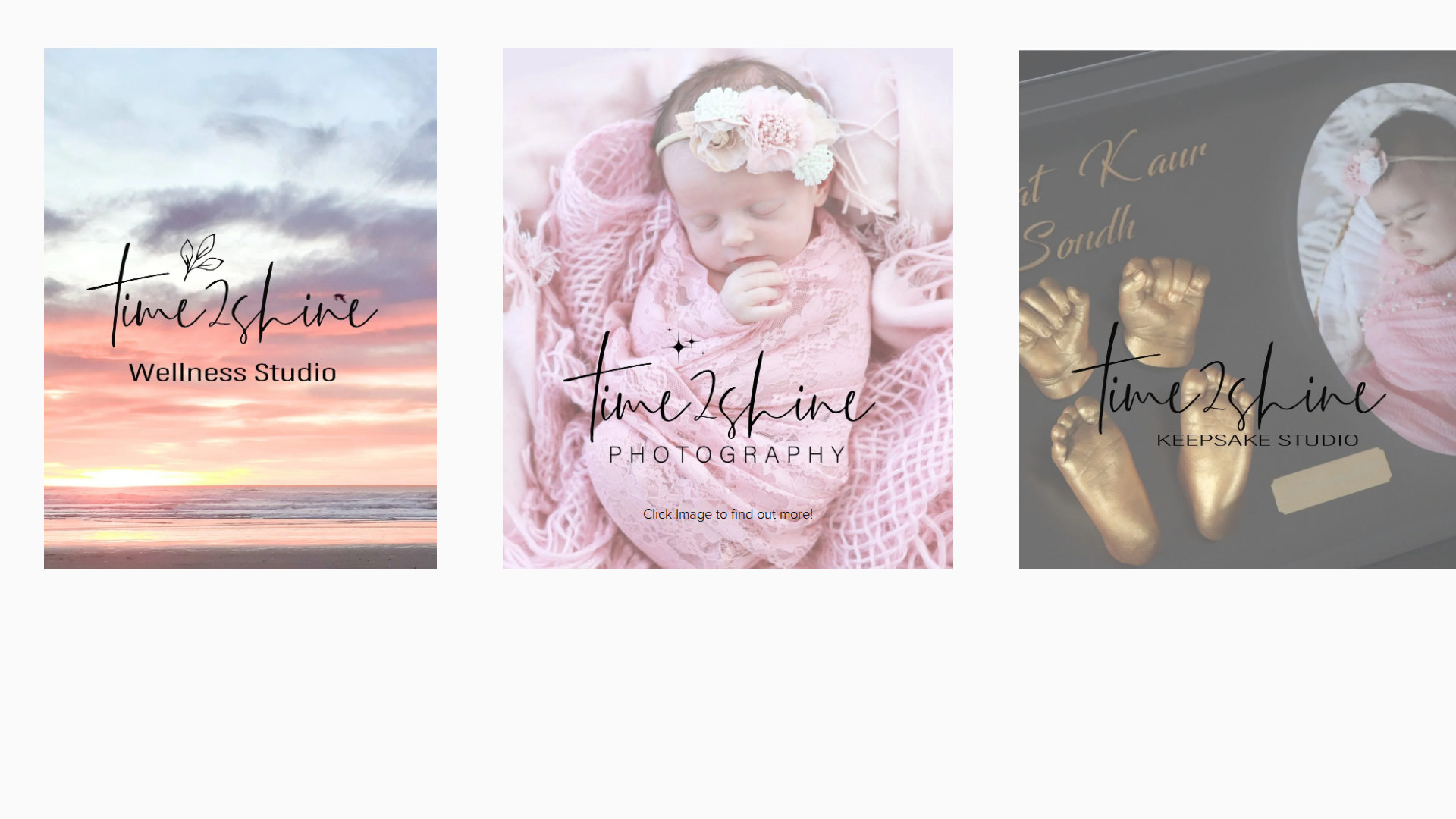 Website snapshot for Time2Shine Photography