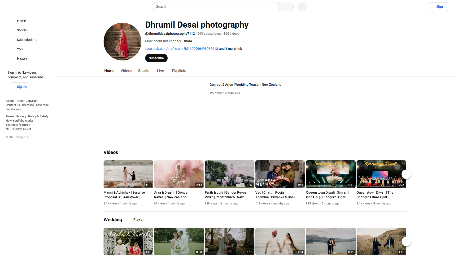 Website snapshot for Dhrumil Desai Photography