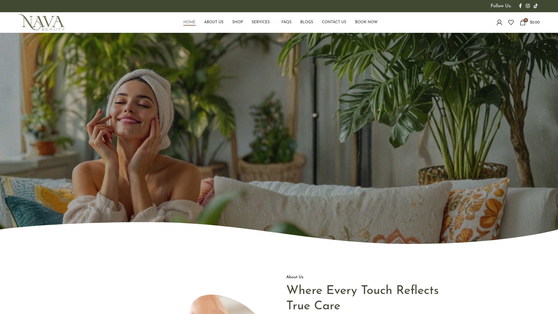 Website snapshot for Nava Beauty Salon