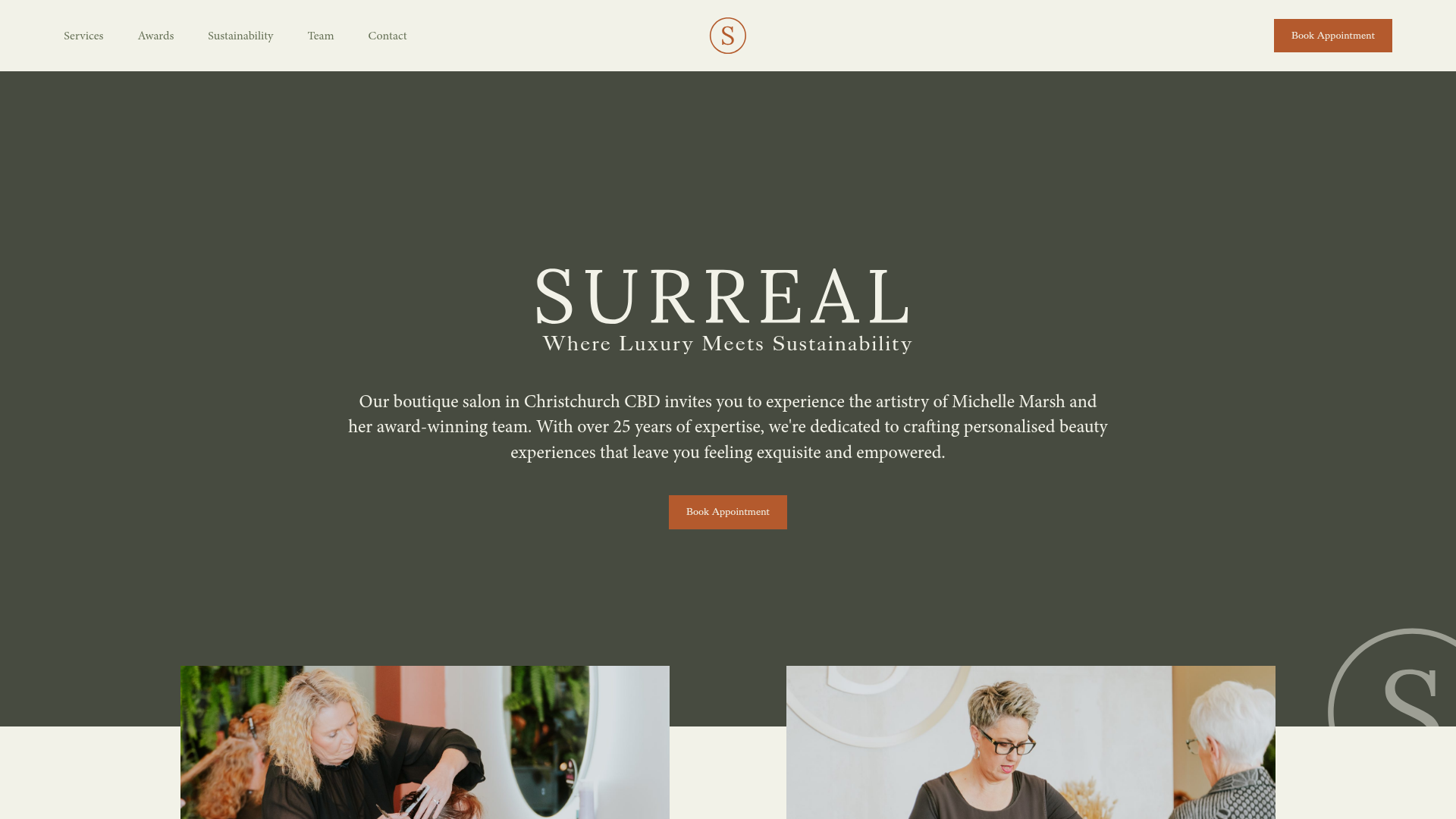 Website snapshot for Surreal Hair