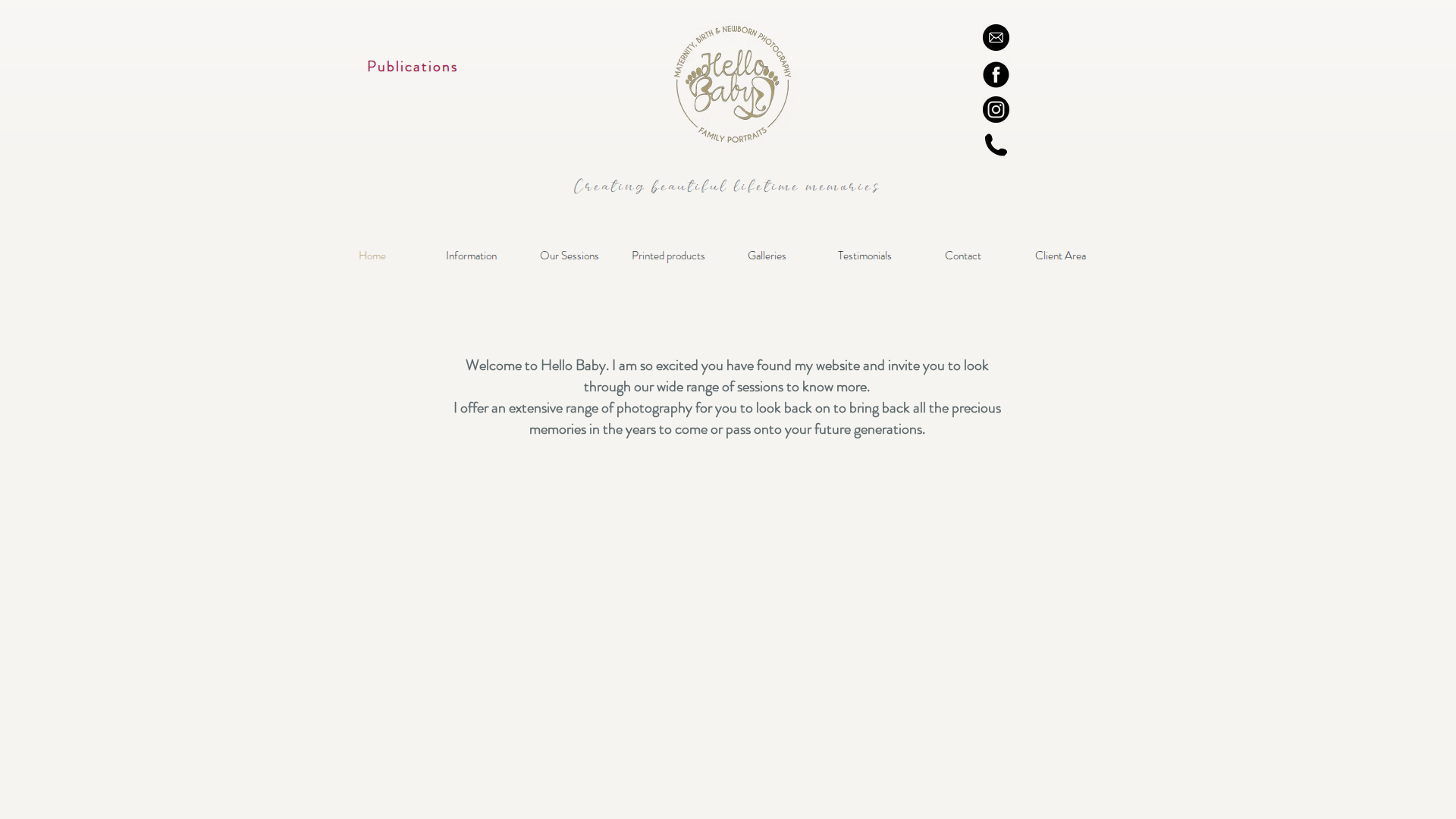 Website snapshot for Hello Baby Maternity, Birth, Newborn & Family Photography Christchurch