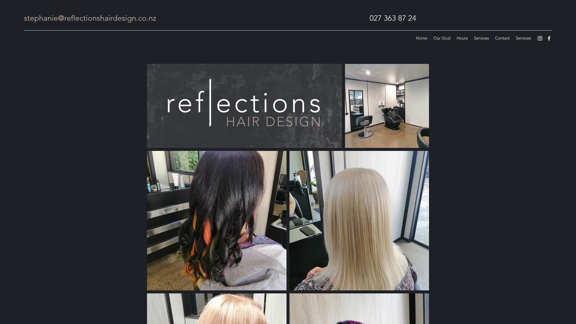 Website snapshot for Reflections Hair Design Ltd
