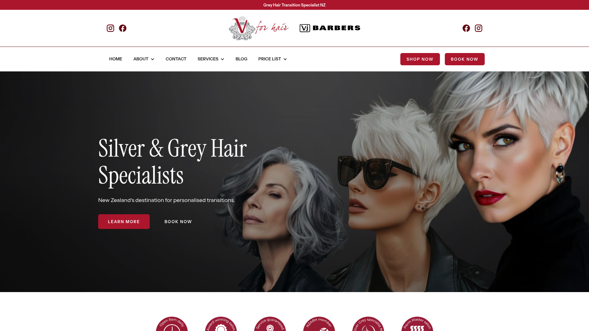 Website snapshot for VJ Barbers