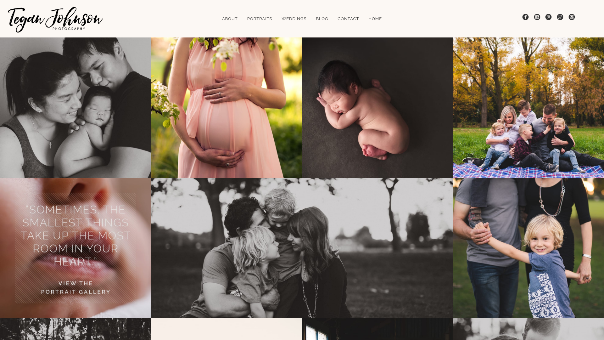 Website snapshot for Tegan Johnson Photography
