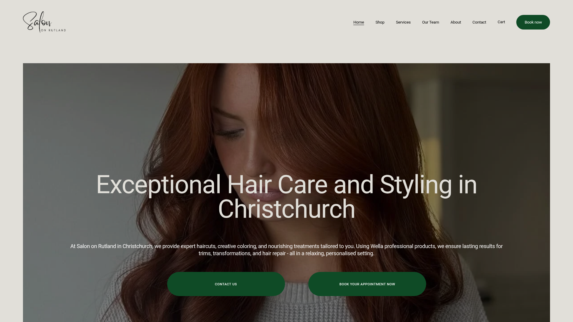 Website snapshot for Salon on Rutland