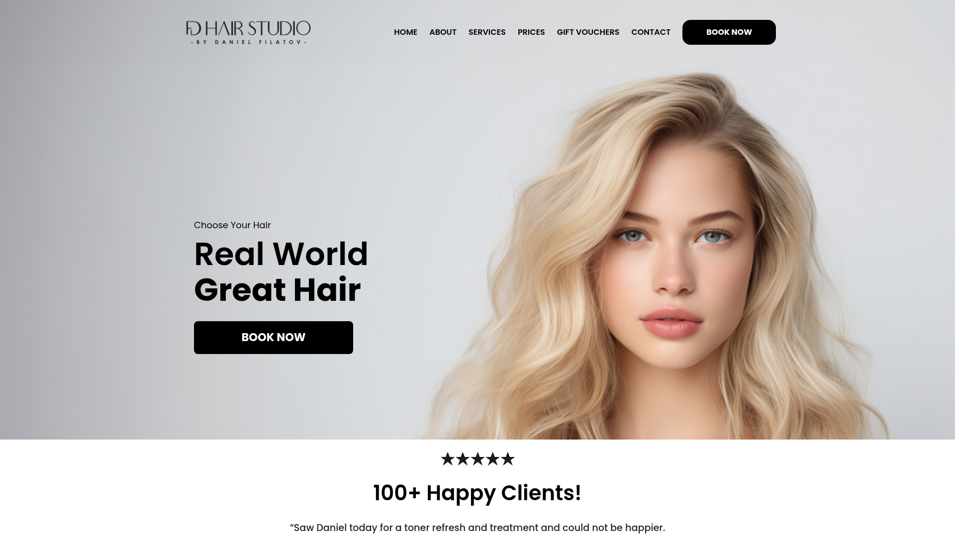 Website snapshot for DF Hair Studio