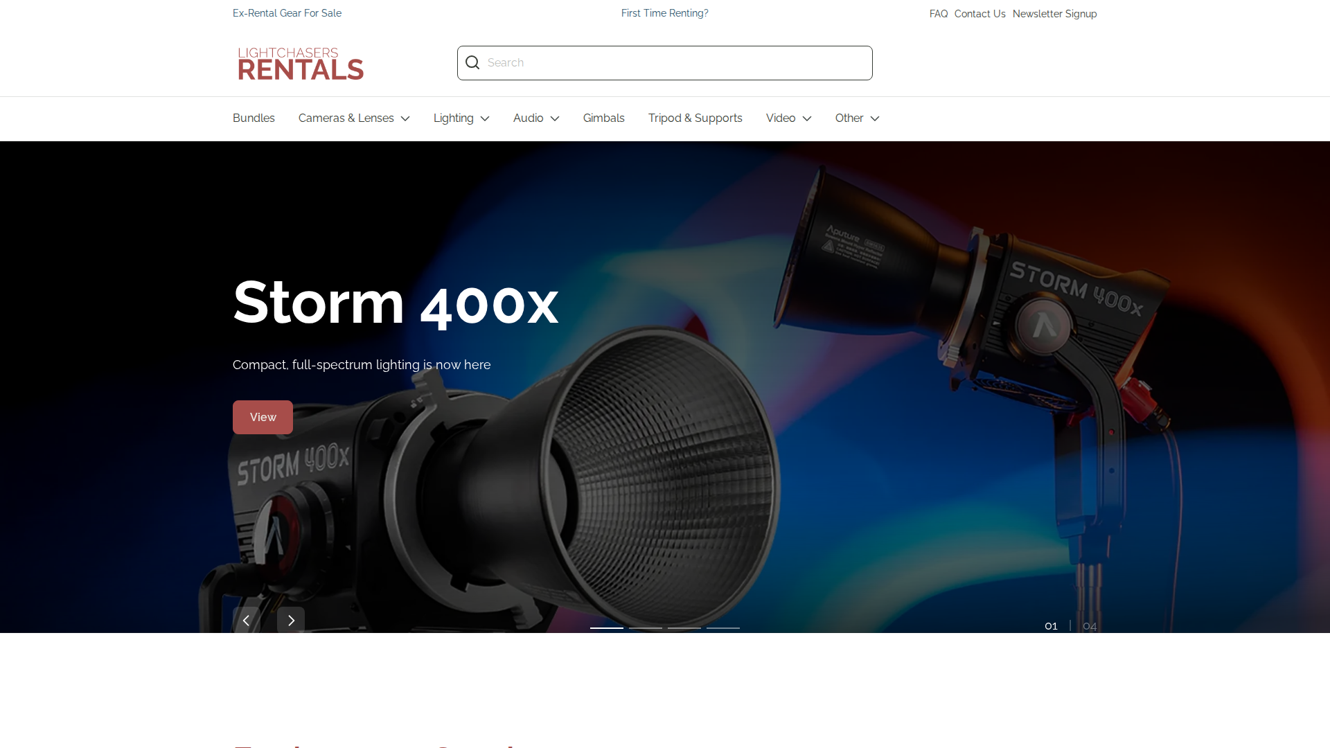 Website snapshot for Lightchasers Rentals