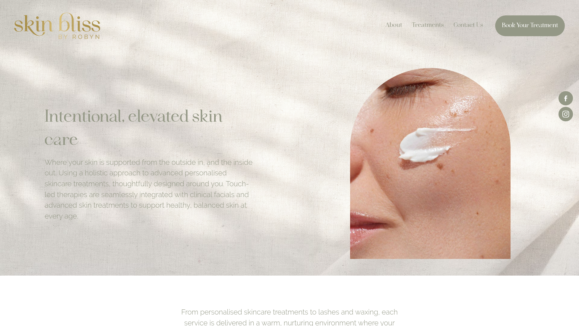 Website snapshot for Skin Bliss by Robyn