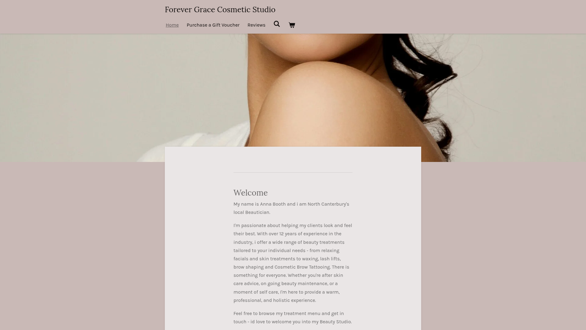 Website snapshot for Forever Grace Cosmetic Studio