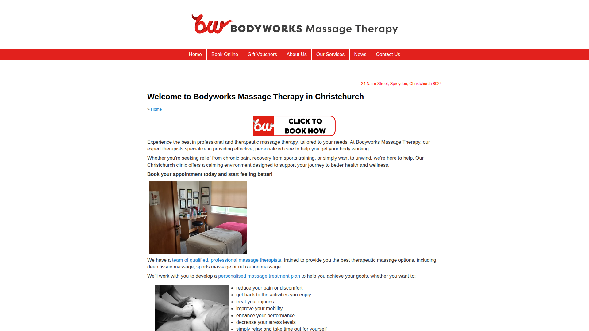 Website snapshot for Bodyworks Massage Therapy