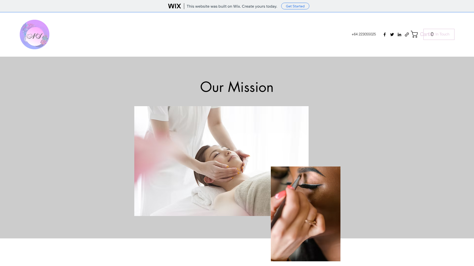 Website snapshot for Beauty by Nely