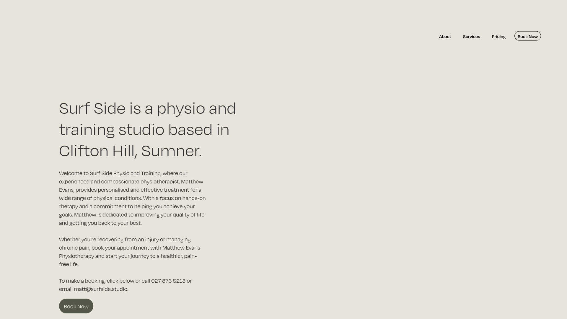 Website snapshot for Surf Side Physio