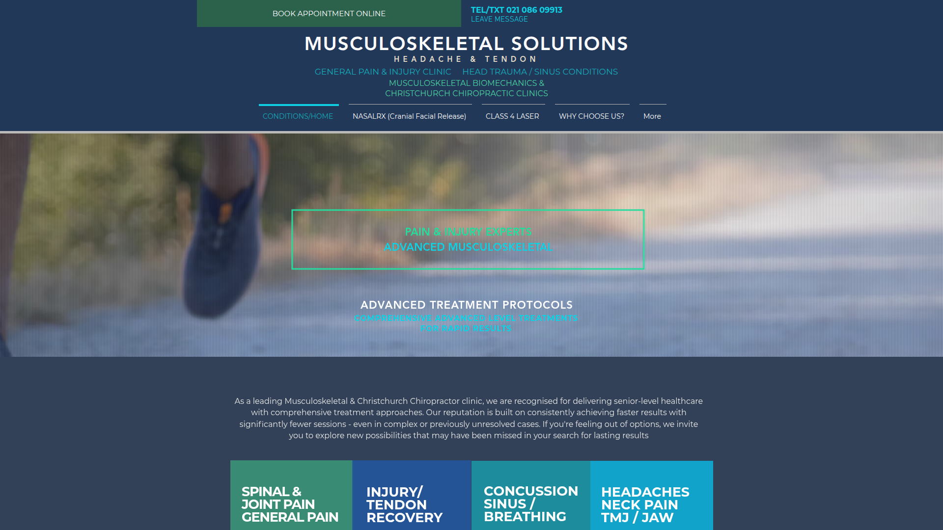 Website snapshot for Musculoskeletal Solutions
