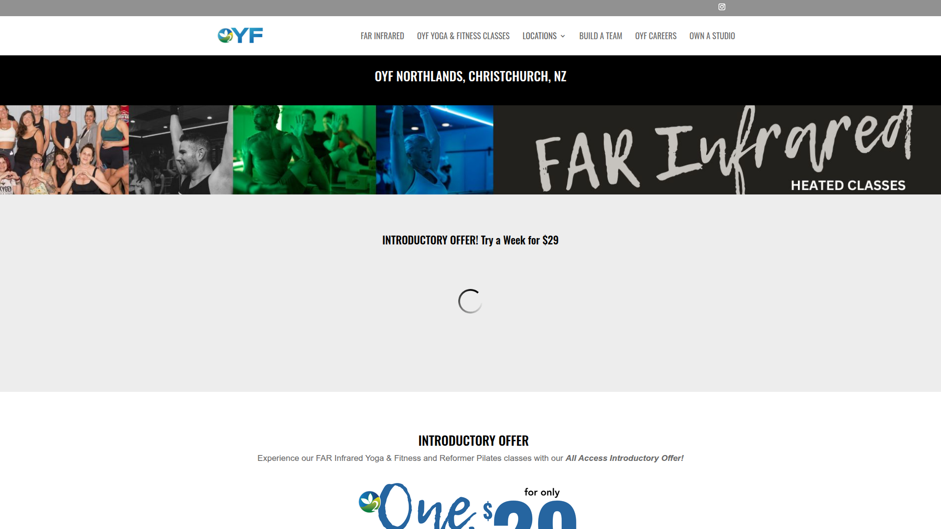 Website snapshot for OYF Far Infrared Yoga & Fitness