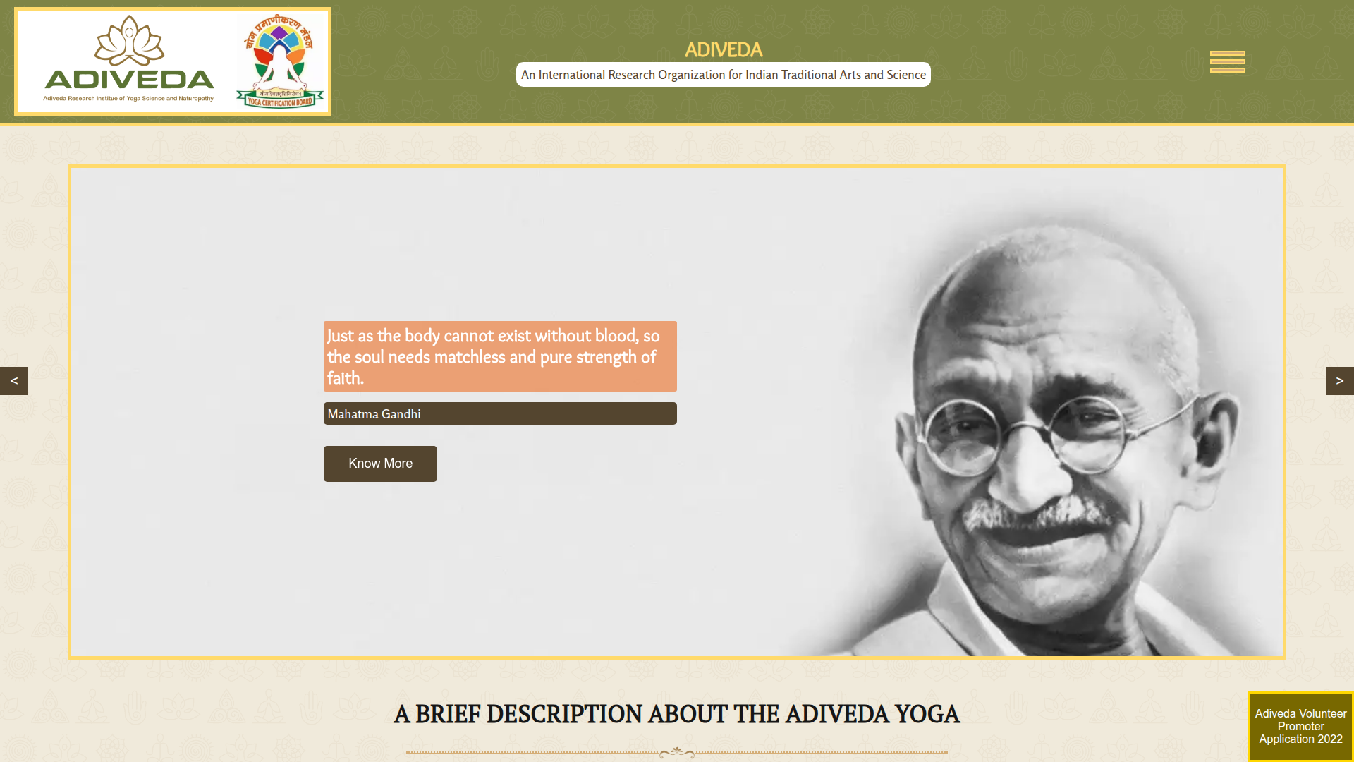 Website snapshot for Adiveda Indian Yoga