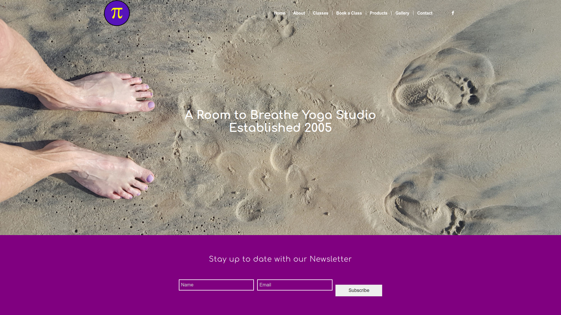 Website snapshot for Room to Breathe Yoga Studio