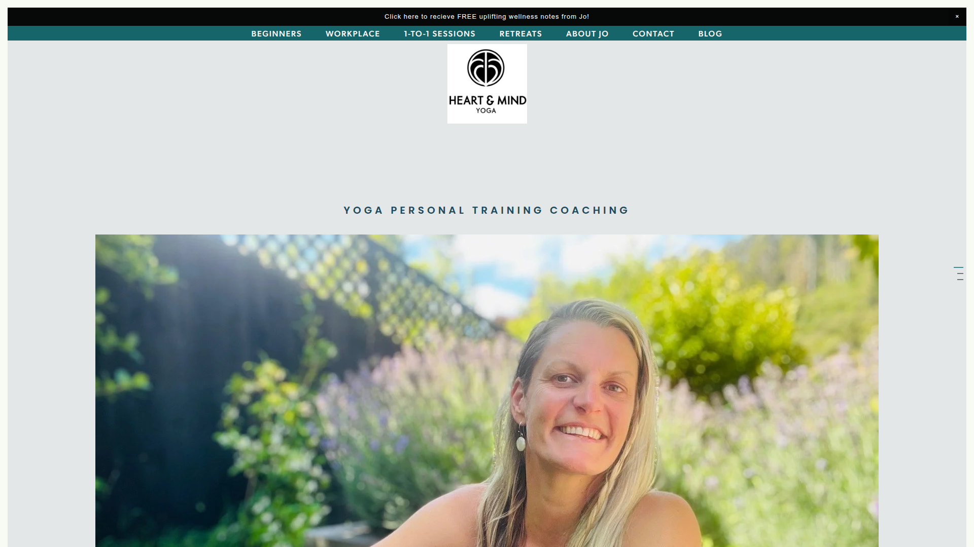 Website snapshot for Heart and Mind Yoga