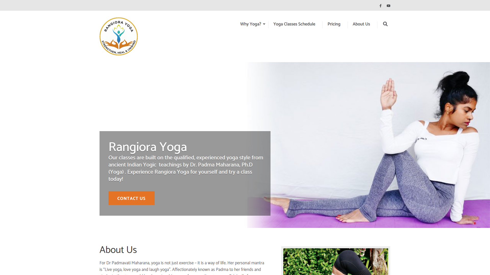 Website snapshot for Rangiora Yoga