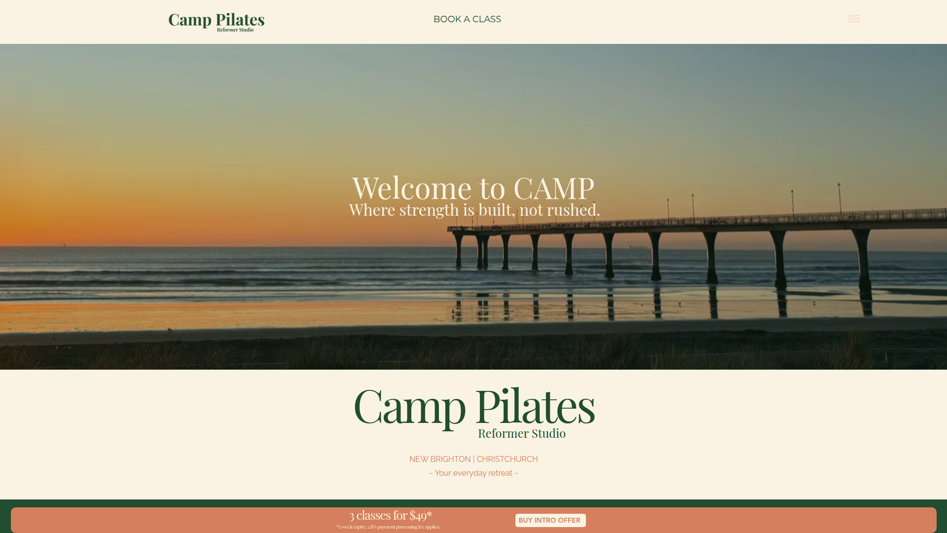 Website snapshot for Camp Pilates