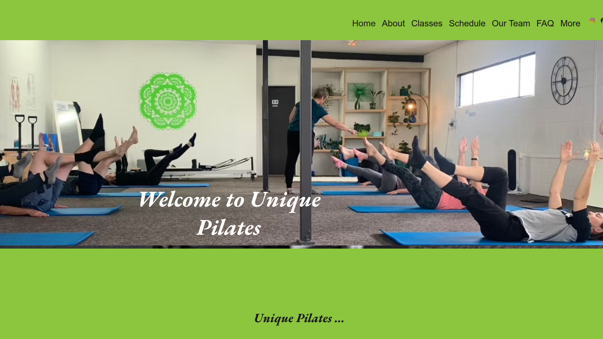 Website snapshot for Unique Pilates