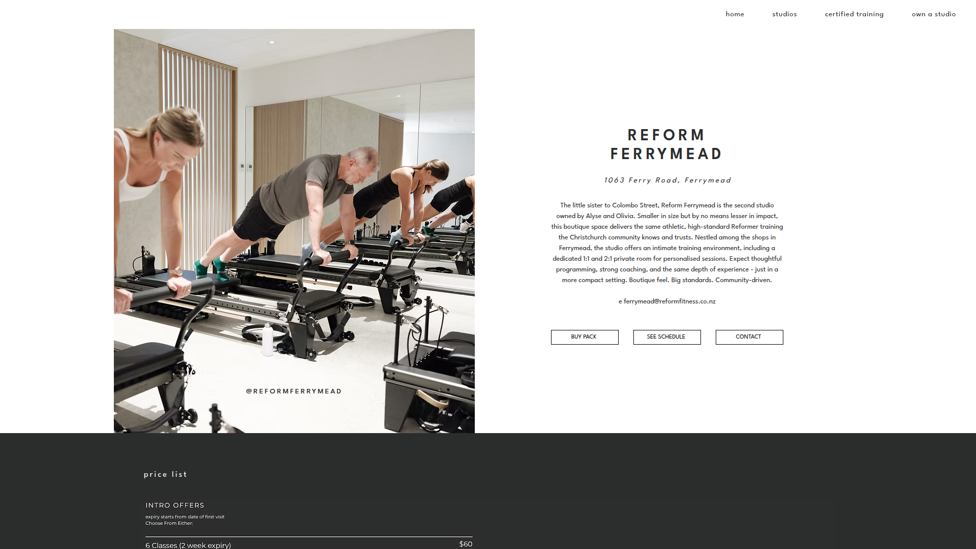 Website snapshot for Reform Ferrymead