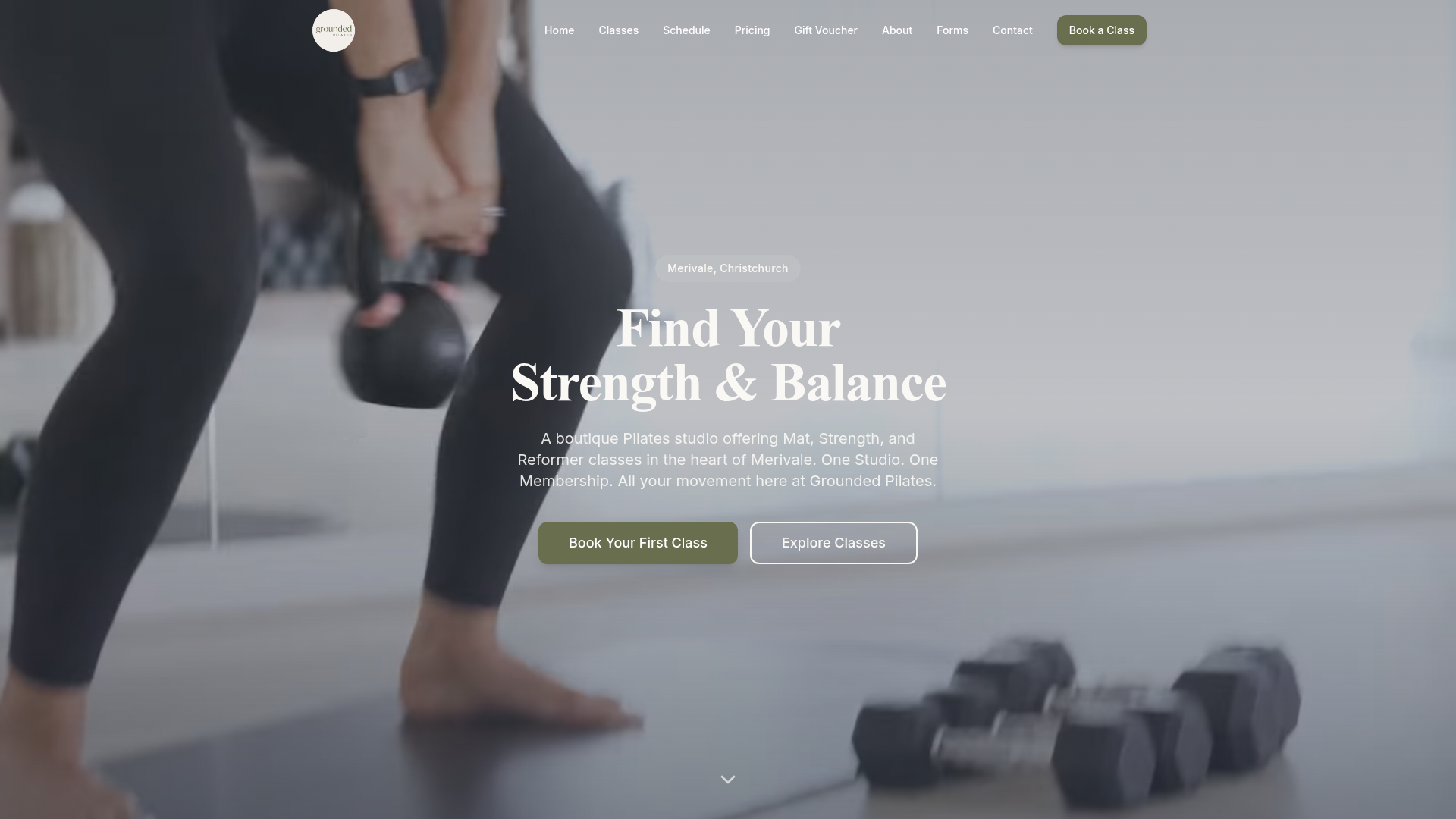 Website snapshot for Grounded Pilates