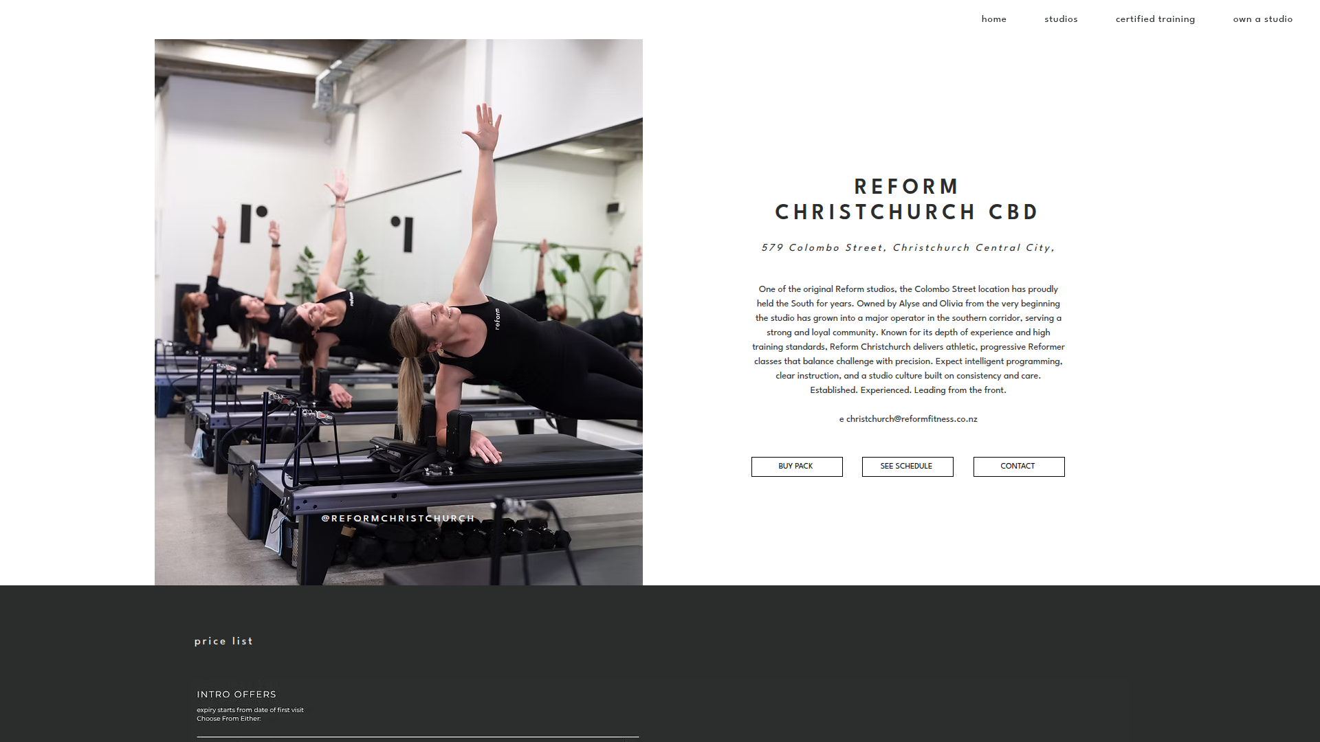 Website snapshot for Reform Christchurch